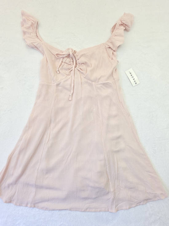 PacSun Dresses & Skirts - L.A. Hearts PacSun Pink Mini Dress Womens Small Ruffle Strap Tie Front Flowy NWT